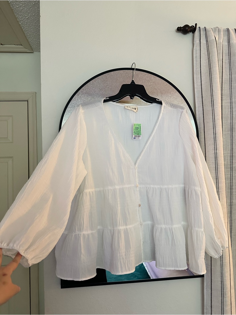 Wildfox White Tiered V-Neck Button-Front Blouse